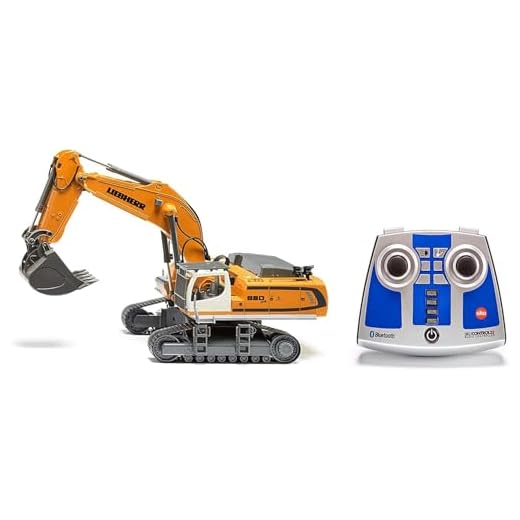 siku 6740, Liebherr R980 SME Raupenbagger, Ferngesteuert, 1:32, Inkl. Bluetooth-Fernsteuerung, Steuerung via App mit Sound oder Gaming Controller möglich, Metall/Kunststoff, Gelb