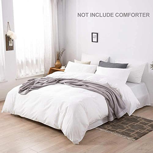 Nanko King Duvet Cover Set White, 104X90 Soft Bedding Cover, 3 Peices With Zip, Ties - Modern Style Comforter Quilt Cover For Men And Women #TOP1