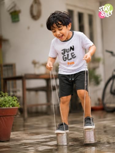 Image of Pilolo Kids Soft Cotton Terry Lycra Adjustable Drawstring Pocket Shorts for Boys