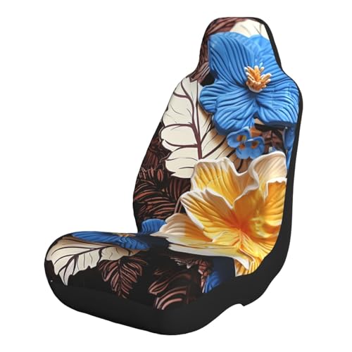 Housses pour siège de voiture universelles à motif floral jaune pour camion et SUV de ville