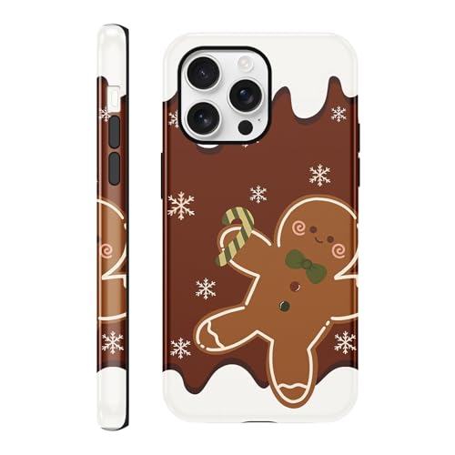 Coiwxmoi Weihnachten Handyhülle für iPhone 16 Pro Weihnachts Hülle, Lebkuchenmann Christmas Aesthetic Muster Design Mädc...