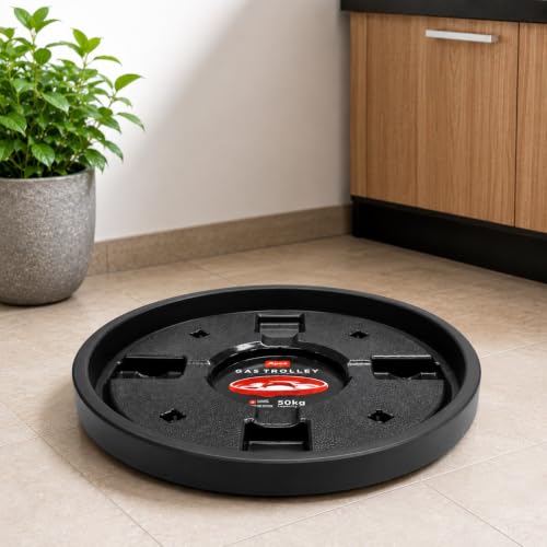 Image of Plastic Heavy Duty LPG Gas Cylinder Stand Trolley with Wheels - 50kg Capacity, Unbreakable Material with 360 Degree Rotation Wheels Multipurpose Stand (Assorted Color)