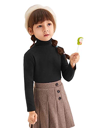 Kids Toddler Baby Little Girl Turtleneck T-Shirt Sweater Tunic Long Sleeve Plain Solid Blouse Tops Fall Winter Clothes (Black, 2-3 T)