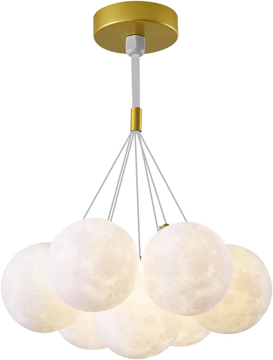 YUEGOO Chandeliers,Modern Bubble Chandelier Creative Moon Lampshade Light Romantic Adjustable Height Ceiling Light for Bedroom Living Room Dining Room Kitchen/Den/36 * 100Cm