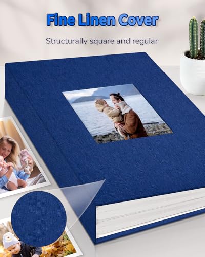 Artfeel Photo Album 4x6 with 300 Pockets,Slip-in Picture Albums,Linen Cover Memory Book with Front Window,White Page Vertical Photo Book for Wedding,Family,Anniversare,Baby,Vacation