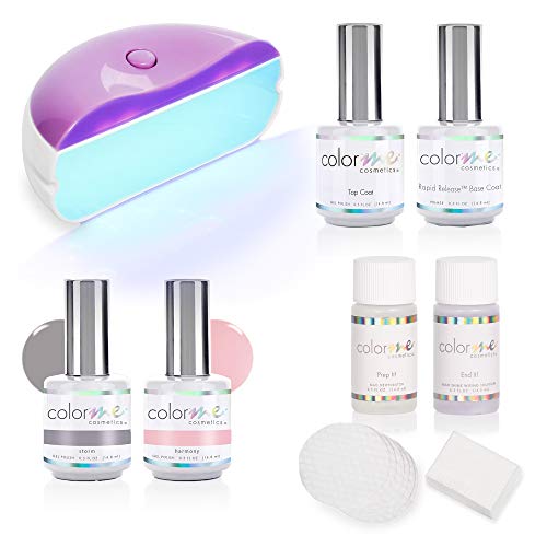 Color Me Cosmetics Gel Manicure Kit with LED Lamp - DIY Gel Nail Starter Set with Prep, Base and Top Coat, 2 Gel Polish Colors & Nail Tools - Beginner Nail Kit with Everything You Need Made in USA*
