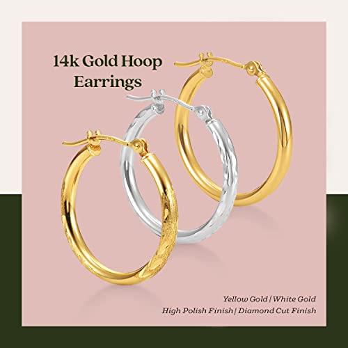Full Diamond Cut 14K Yellow Gold 2Mm X 40Mm Click Top Tube Hoop Earrings - By Kezef Creations #TOP3