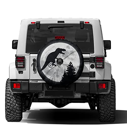 Image of Delerain Spare Tire Cover with Backup Camera Hole Dinosaur with Bicycles Wheel Covers Waterproof Dust-Proof UV Sun Universal Fit for Jeep Trailer RV SUV Truck (18 Inch for Diameter 32 inch-34 inch)