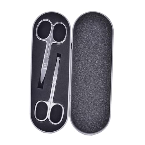 minkissy 2pcs Stainless Steel Scissors Mustache Comb Scissor Craft Scissors Nose Hair Eyebrow Scissors Eyebrow Trimmer Eye Brow Shaping Kit Ear Nose Shaver Eyelash Scissors Combs Black