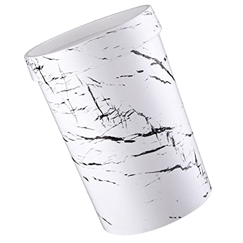 Vuilnisbakken Nordic stijl ronde imitatie marmeren patroon huishoudelijke druk ring prullenbak creatieve woonkamer… - Image 5