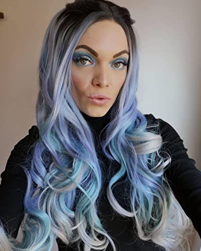 Perruque ondulée thermorésistante violette de 66 cm pour changer de coiffure sans dommages - 6