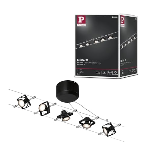 Paulmann 94290 Seilsytem Mac II carré max. 5x10 watts lampe suspendue Noir mat lampe sur câble Métal, plastique éclairage GU5,3