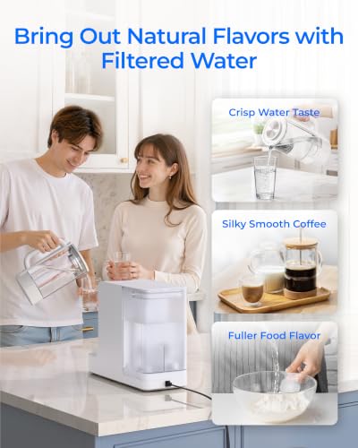 Image of Waterdrop C2S Countertop RO Filtration System, 40oz Autofill Glass Pitcher | 6-Stage RO Water Filter, Reduce PFAS /TDS, 3:1 Pure to Drain, Compact Design for 1-2 People, Room-Temp Water, No Installation