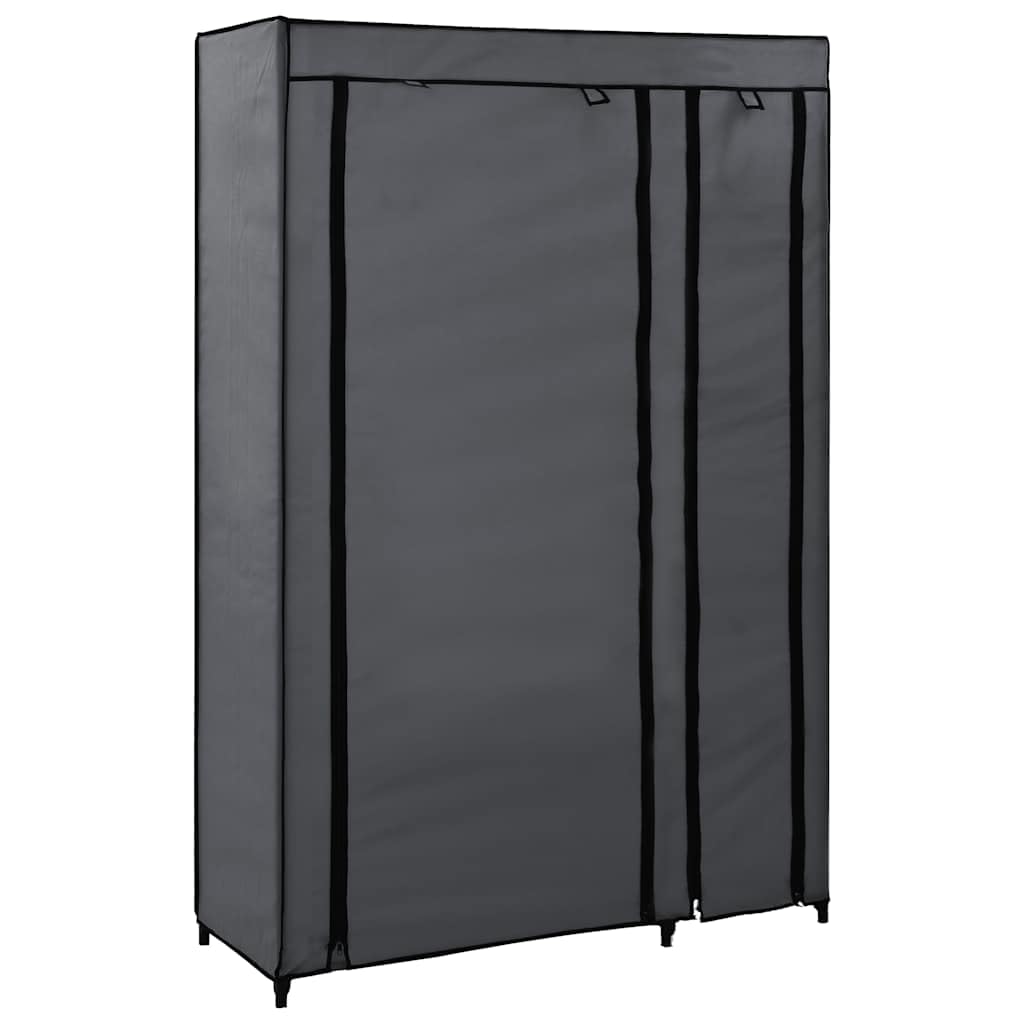 Faltschrank Grau 110x45x175 cm Vlies | Stahlrohrrahmen, Aufrolltür mit Klettverschluss, staubdicht, für Keller Schlafzimmer Camping