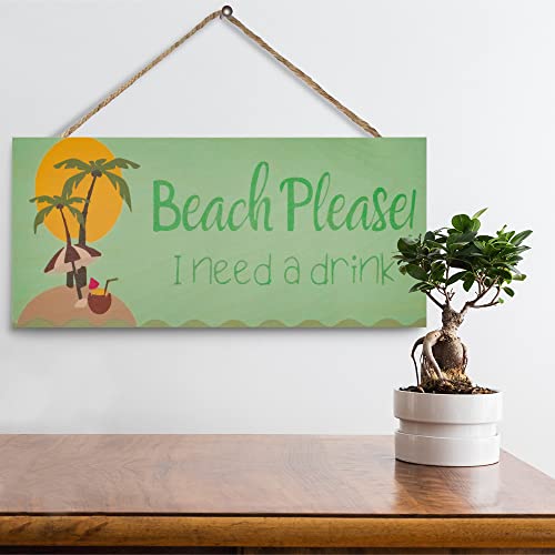 JennyGems Beach Please I Need a Drink Wooden Sign, Funny Coastal Decor, Tiki Bar Sign, Beach Bar Decorations, Made in USA - Image 4