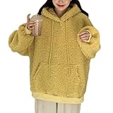 [1/2plus] ニブンノイチプラス パーカー 熊耳 くま耳 フリース もこもこ アウター フード 付き ふわもこ プルオーバー おもしろ レディース (からし,L)