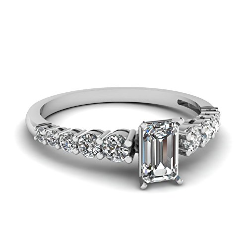 Image of Choose Your Gemstone Graduated Diamond CZ Engagement Ring 925 Sterling Silver Emerald Shape Petite Engagement Rings Lightweight Office Wear Everyday Gift Jewelry US Size 4 to 12