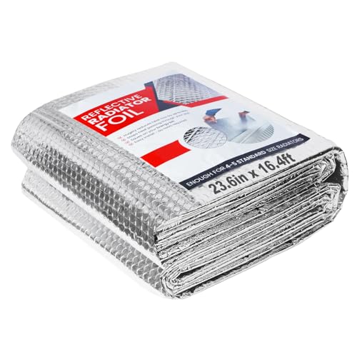 Reflective Insulation Roll 23.6 in X 16.4 FT, Window Insulation for Summer Heat, Double Side Aluminum Foil Bubble Shield for Windows, Roof, Garage Door