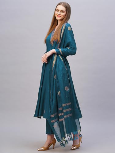 Image of ANNI Designer Rayon Blend Women Kurta Set with Pant & Dupatta