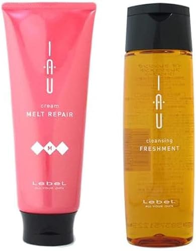 Lebel IAU Cleansing Freshment Hair Shampoo 200ml & Lebel IAU Melt Repair Hair Treatment 200ml Set (Green Tea Set)