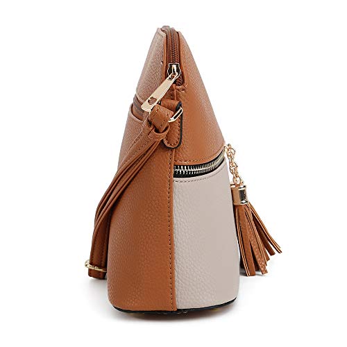 Image of SG SUGU Lunar Lightweight Medium Dome Crossbody Bag Shoulder Bag with Tassel | Zipper Pocket | Adjustable Strap