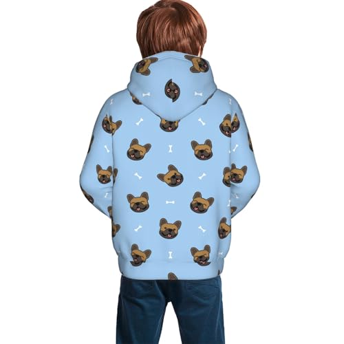 french Bulldog Face Kid Hoodies Boys Sweatshirts Girls Pullover with Pocket4