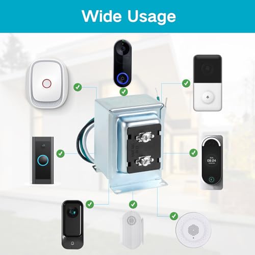 Doorbell Transformer, 16V 30VA Hardwired Door Chime Transformer, Safe Thermostat and Doorbell Power Supply Transformer, Door Bell Transformer Replacement for Doorbell Thermostat - Thumbnail 3