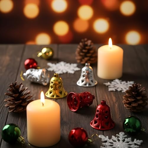 Image of Crackles Merry Christmas Bells (Set of 12) shiny Bells | Christmas Tree Decoration Items | Xmas Gifts Ornaments Props Decorations, Christmas Party Decoration