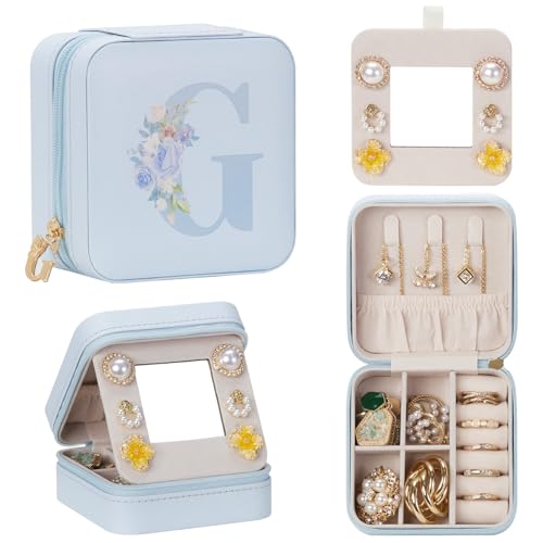 Enthralite Personalized Jewelry Box for Travel: A-Z Initial Gift for Girls