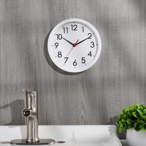 Image of AKCISOT Wall Clock, Modern Small Wall Clocks Battery Operated 8 Inch, Silent Non-Ticking Analog Classic for Office, Home, Bathroom, Kitchen, Bedroom, School(White)
