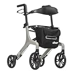 Drive Medical AeroWalk Ultra-Lite Rollator Foldable Rollator Walker with Seat Lightweight Adult Walkers With 4 Wheels - Folding Rolling Walker for Women, Men and Seniors, Only 14.5 Pounds - Grey