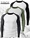August Alley 3 Pack Men's Waffle Long Sleeve Baseball Shirts Blend Raglan Tops Casual Jersey Color Vintage Sport Tees(Black/White, Dark Gray/White, Army Green/White,Large)