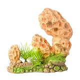 Dasbsug Estatua artificial de paisaje de montaña con rocalla de acuarios, accesorios de paisajismo, decoración de mesa de oficina, adorno de acuarios