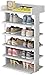 FGVBC 6-poziomowy regał na buty półka do przechowywania pyłoszczelna półka do przechowywania 43 x 24 x 89 cm - biały, pomieści 10 par butów