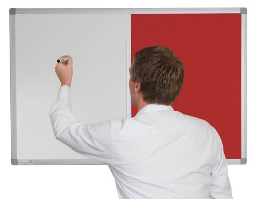 Magnetic Combination Boards Premier Felt Aluminium Framed 1800mm x 1200mm, Cherry