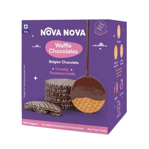 Image of Nova Nova Belgian Waffle Chocolates - Box of 6 - Vegetarian, 100% Eggless | No Added Preservatives (120g)