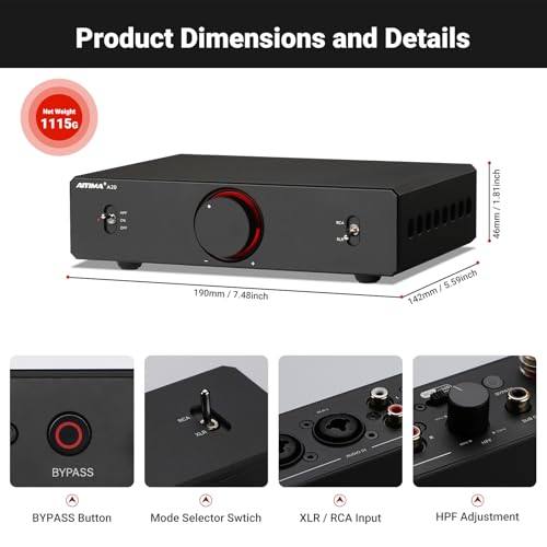 Image of AIYIMA A20 TPA3255 Fully Balanced Stereo Amplifier with XLR,HPF
