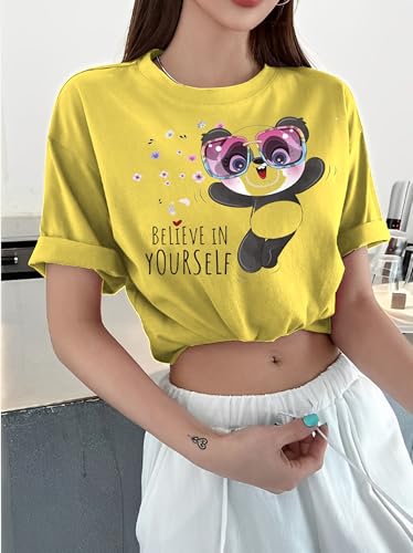 Image of Parona Polyester Casual Round Neck Printed T-Shirt | Half Sleeves Tshirt for Women