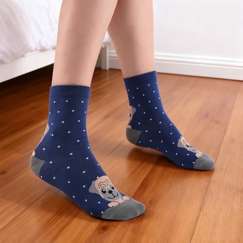 SukModen Lustige Socken Damen Bunte Socken aus Baumwolle, Hundemotiv & Weihnachts-Motiv, Katzensocken Tier-Motiv, Geschenkidee für Frauen Geburtstag & Weihnachten,Valentinstag-Geschenk für sie,5 Paare