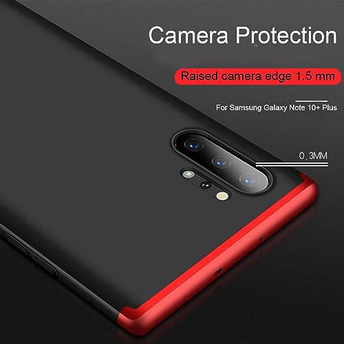 Image of Case for Galaxy Note 10 Plus, 3-in-1 Ultra-Thin Slim Hard PC Case Cover Anti-Scratches 360 Degree Full Body Protective Cover for Samsung Galaxy Note 10+ Plus (Red+Black+Red)