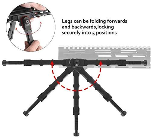 N / C Bipied Tactique en Aluminium QD Airsoft, bipied en Aluminium Noir V9 trépied bipied bipied Airsoft bipied pour la Chasse à la portée Camara Airsoft