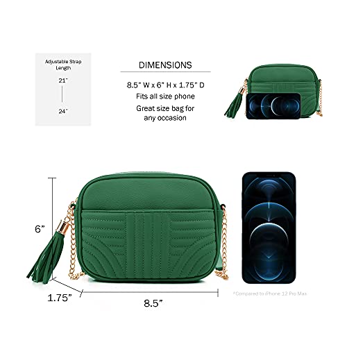 Image of EVVE Quilted Crossbody Bags for Women - Stylish Camera Bag with Tassel - Lightweight Medium Size Shoulder Purse