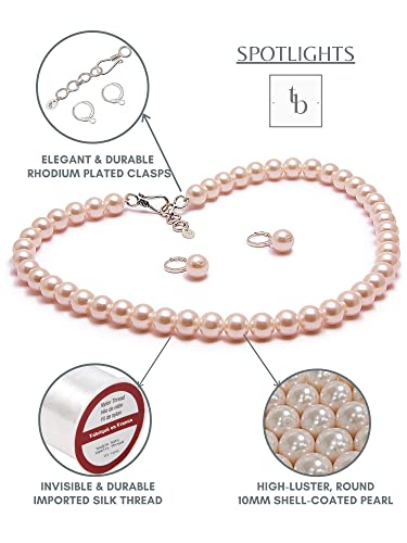 Taruna Biyani Baby Pink Imitation Pearl 10mm Bead Size Strand Necklace Mala Set for Women (PS113) - Image 2