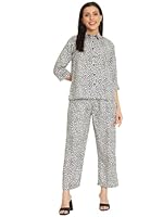 Angoori fashion Women Night_Suit Shirt & Pyjama Set Black Animal Print (7XL)