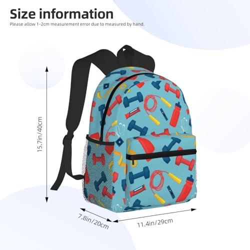 Travel Laptop Backpack for Men Women - cartoon dumbbell Water Resistant Beach Backpack, Lightweight Backpack with Laptop Compartment, Travel Backpack with Adjustable Carry Straps2