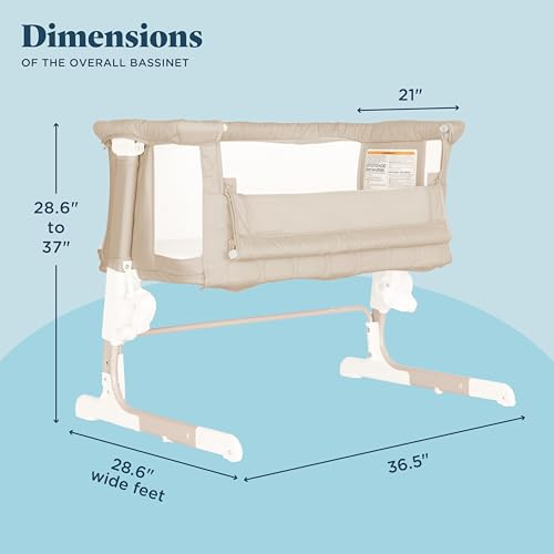Image of Baby Delight Beside Me Dreamer Bassinet | Bedside Sleeper | 8-Position Height Adjustment | Organic Sesame