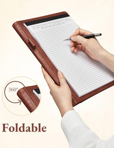 Image of Mymazn Padfolio, Portfolio Folder, Legal Pad Holder, Letter-Size Notepad | Faux Leather Binder, Document Organizer, Business Card Holder for Professional Resume & Interview, Men & Women