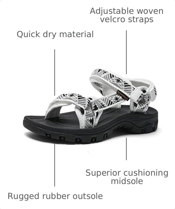 Image of Women's Hiking Sport Sandals Water Outdoor Athletic Shoes With Arch Support Adjustable Velcro Beach Shoes