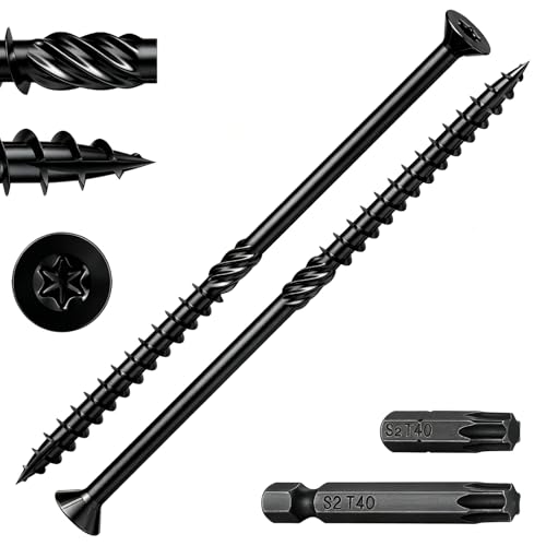 Image of Wensilon 5 /16 * 7 inch Black Deck Screws, (59pcs) 5 lbs.Exterior Wood Screws, Rust Resistant Epoxy Coated, Bronze, Star Bit
