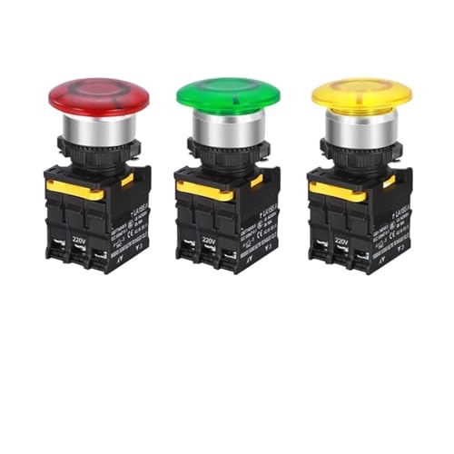 Bouton poussoir champignon LED 22mm 1NO 1NC robuste et lumineux